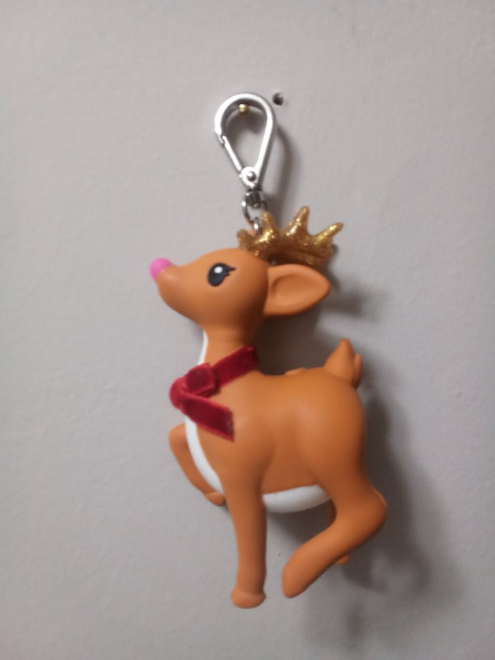 Bath & Body Works Light-Up Rudolph Reindeer PocketBac Hand Sanitizer Holder Keyc